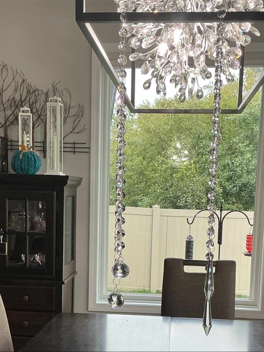 Clear Crystal Bead Hanging Ornament - Clear/Silver Accent